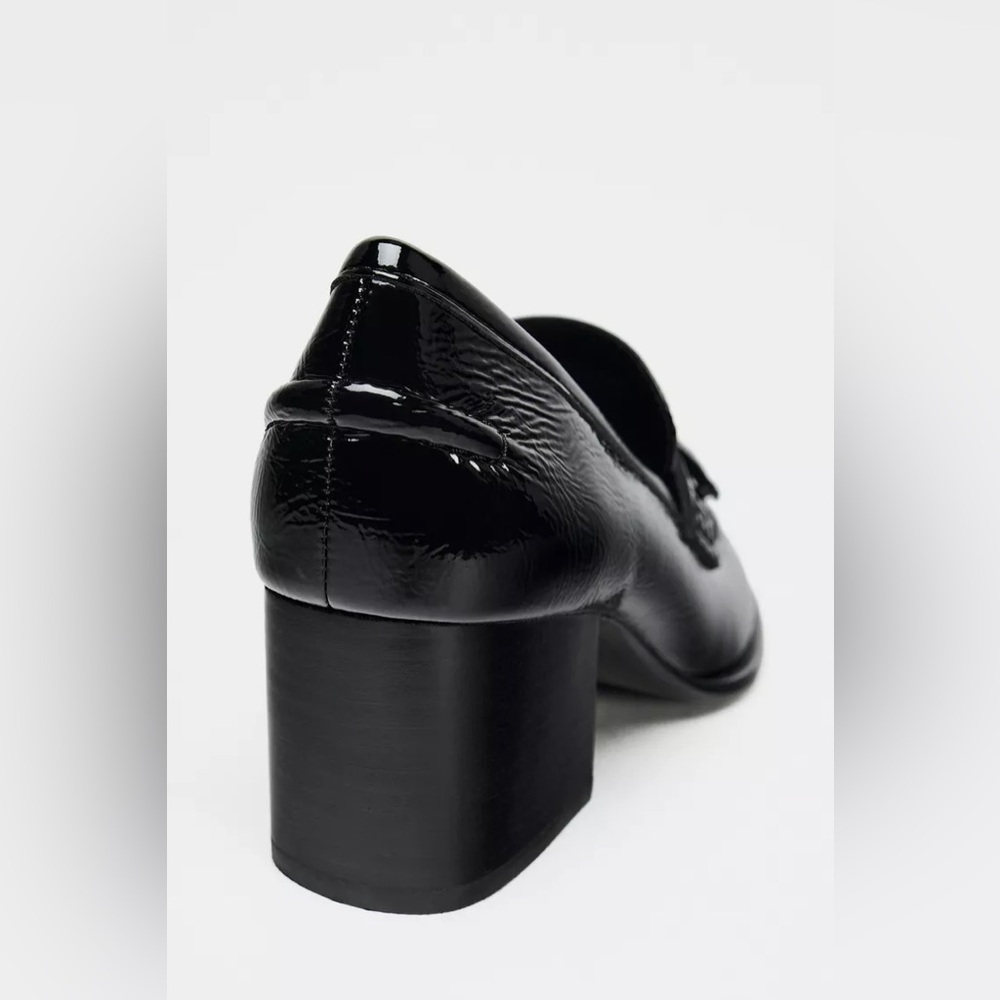 Zara | FAUX PATENT TASSELED LOAFERS | Black | Women’s Size 9, 40 - Picture 5 of 7